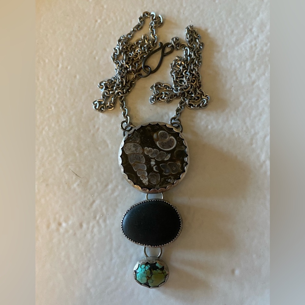 Fossil Stone & Turquoise Necklace - Picture 2 of 10